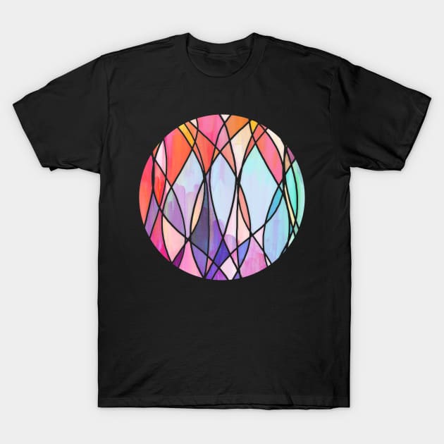 Purple & Peach Love - abstract painting in rainbow pastels T-Shirt by micklyn